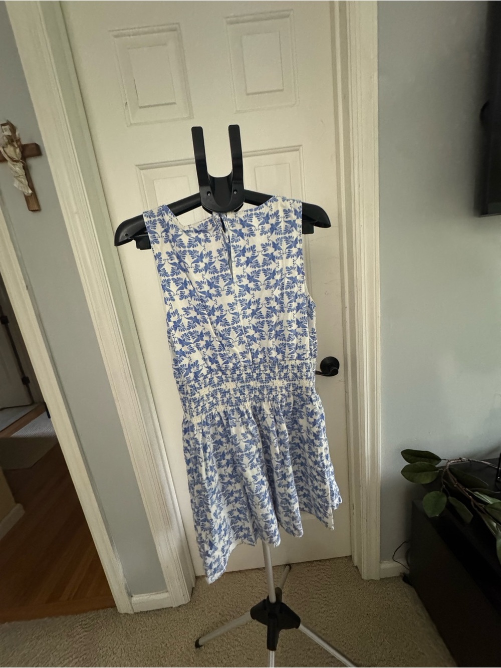 Universal Thread White Mini Dress with Blue Floral Print